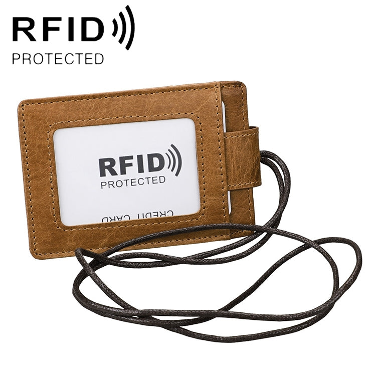 KB153 Antimagnetisches RFID-Lederkartenetui Ausweishalter mit Schlüsselband