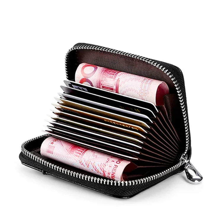 KB155 Antimagnetische RFID-Reißverschluss-Leder-Brieftasche mit großem Fassungsvermögen für Karten