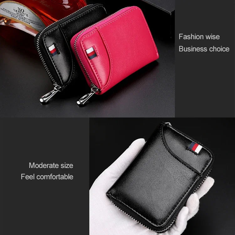 KB155 Antimagnetische RFID-Reißverschluss-Leder-Brieftasche mit großem Fassungsvermögen für Karten