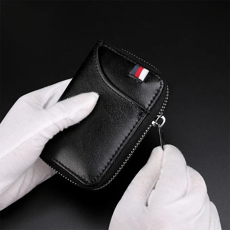 KB155 Antimagnetische RFID-Reißverschluss-Leder-Brieftasche mit großem Fassungsvermögen für Karten