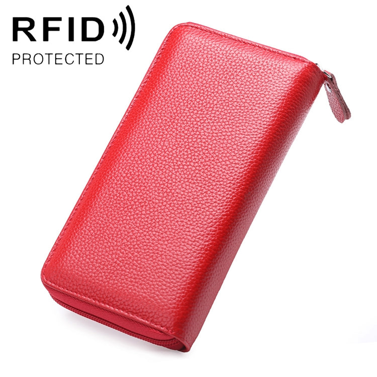 902 Antimagnetische RFID-Litschi-Textur Damen Geldbörse mit großer Kapazität, Handtasche, Handytasche mit Kartenfächern