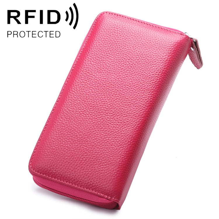 902 Antimagnetische RFID-Litschi-Textur Damen Geldbörse mit großer Kapazität, Handtasche, Handytasche mit Kartenfächern