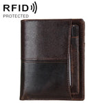 8232 Antimagnetisches RFID-Herren-Portemonnaie aus gewachstem Ölleder mit abnehmbarem Kartenhalter, 8232