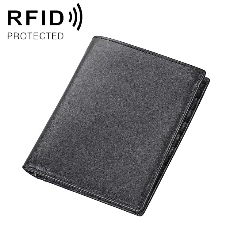 8235 Antimagnetische RFID Multifunktions-Geldbörse aus Crazy Horse Textur Leder mit Reisepassfach