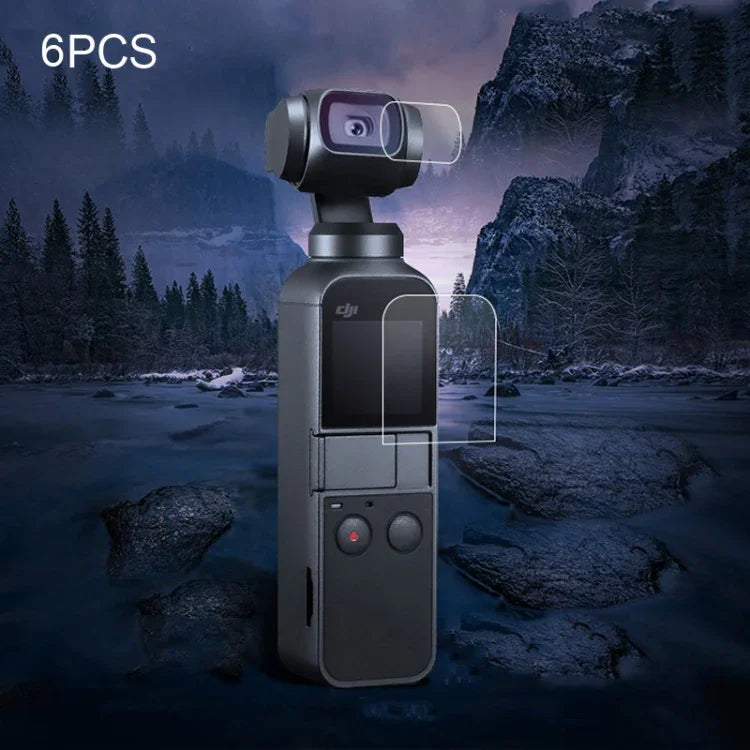 6-teiliges Set Objektivschutzfolie + Displayschutzfolie aus gehärtetem Glas für DJI OSMO Pocket Gimbal, 6-teiliges Set Objektivschutzfolie