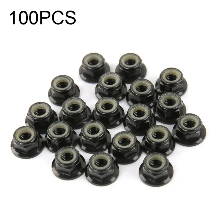 100 Stück iFlight M5 CW 6061 Aluminium-Motorschraubenmuttern mit Nyloneinsatz, selbstsichernde Flanschmuttern für RC FPV-Renndrohnenmotoren, M5 CW 6061 (Schwarz), M5 CW 6061 (Rot)