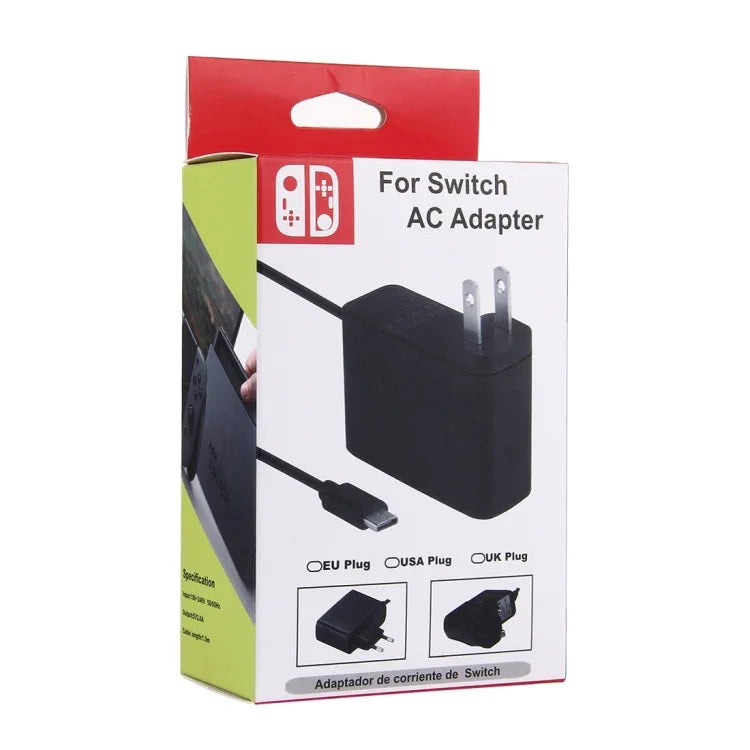 Netzteil für Nintendo Switch NS Spielkonsole, 5 V Gleichstrom, Kabellänge: 1,5 m, EU-Stecker (schwarz), passend für Switch NS (EU-Stecker)