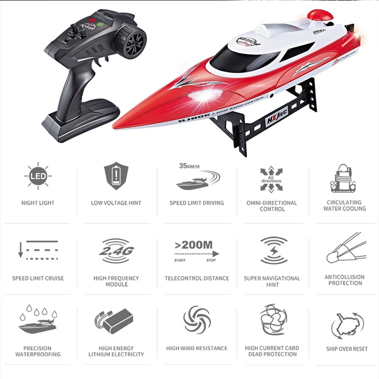 HongXunJie HJ806 2,4-GHz-Hochgeschwindigkeits-Rennboot mit Wasserkühlung, Fernbedienung, automatischer Kippfunktion und 200 m Reichweite