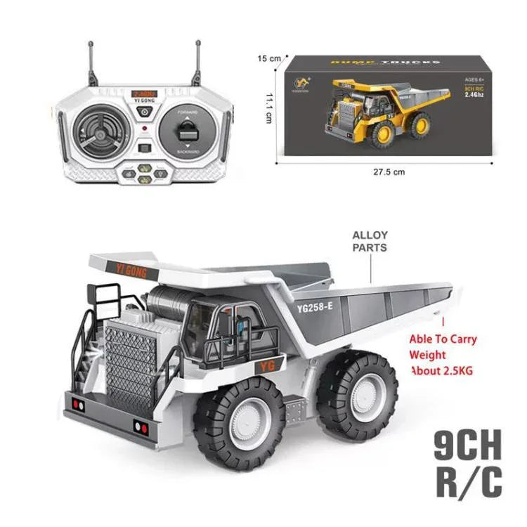 MoFun 1048 2.4G ferngesteuertes Neun-Kanal-Lastbau-Fahrzeug 1:24 Multifunktions-Mining-Truck Kipper, 1048(Silber)