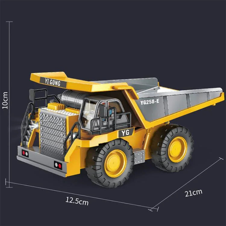MoFun 1048 2.4G ferngesteuertes Neun-Kanal-Lastbau-Fahrzeug 1:24 Multifunktions-Mining-Truck Kipper, 1048(Silber)