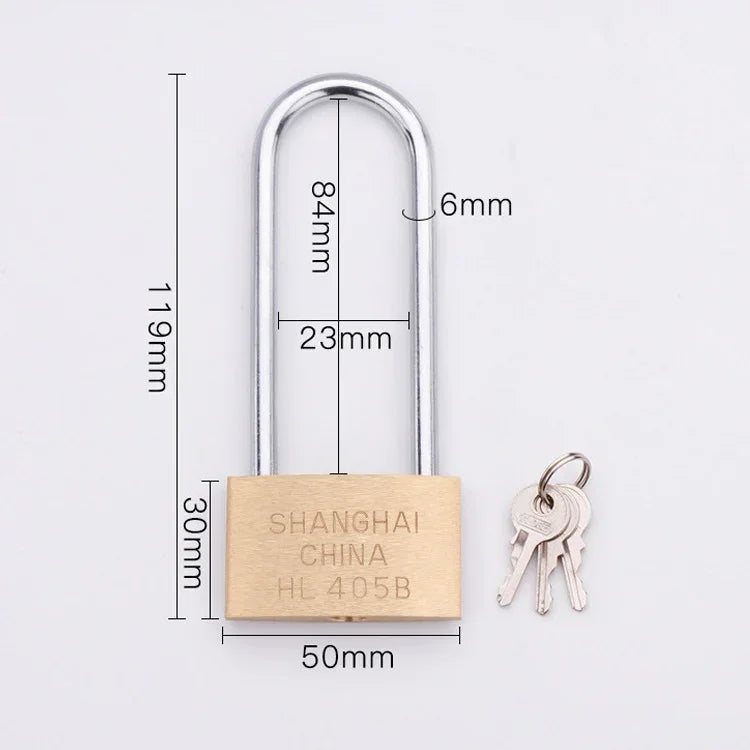Copper Padlock Small Lock, Style: Long Lock Beam, 50mm Not Open, Long, 50mm Not Open