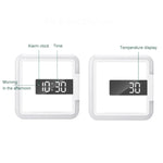 TS-S28-W Multifunktionaler quadratischer RGB-Thermometer-Digitalwecker LED-Spiegel-Hohlwanduhr, RGB-Thermometeruhr