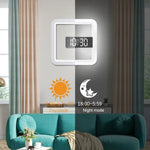 TS-S28-W Multifunktionaler quadratischer RGB-Thermometer-Digitalwecker LED-Spiegel-Hohlwanduhr, RGB-Thermometeruhr