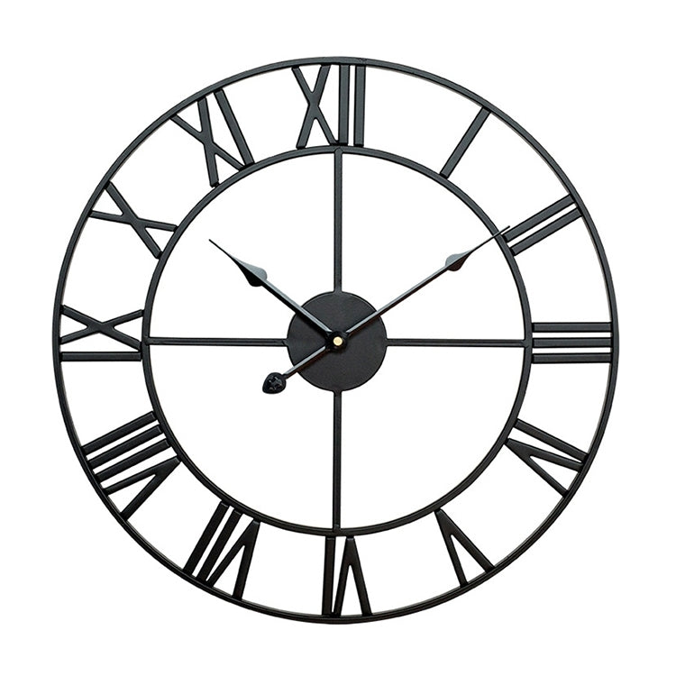 40cm Retro Wohnzimmer Eisen Rund Römische Ziffer Stille Dekorative Wanduhr, 40cm