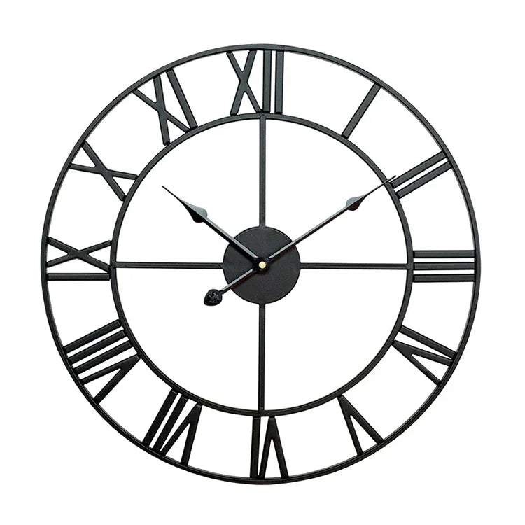 45cm Retro Wohnzimmer Eisen Runde römische Ziffern Leise Dekorative Wanduhr, 45cm
