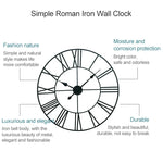 45cm Retro Wohnzimmer Eisen Runde römische Ziffern Leise Dekorative Wanduhr, 45cm