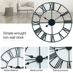 45cm Retro Wohnzimmer Eisen Runde römische Ziffern Leise Dekorative Wanduhr, 45cm