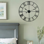 45cm Retro Wohnzimmer Eisen Runde römische Ziffern Leise Dekorative Wanduhr, 45cm