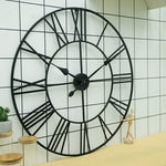 45cm Retro Wohnzimmer Eisen Runde römische Ziffern Leise Dekorative Wanduhr, 45cm