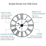 60cm Retro Wohnzimmer Eisen Rund Römische Ziffer Stumm Dekorative Wanduhr (Weiß), 50cm