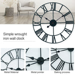 60cm Retro Wohnzimmer Eisen Rund Römische Ziffer Stumm Dekorative Wanduhr (Weiß), 50cm