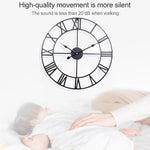 60cm Retro Wohnzimmer Eisen Rund Römische Ziffer Stumm Dekorative Wanduhr (Weiß), 50cm