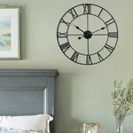 60cm Retro Wohnzimmer Eisen Rund Römische Ziffer Stumm Dekorative Wanduhr (Weiß), 50cm