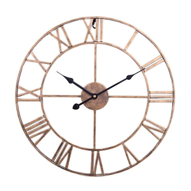 60cm Retro Wohnzimmer Eisen Rund Römische Ziffer Stumm Dekorative Wanduhr (Weiß), 50cm