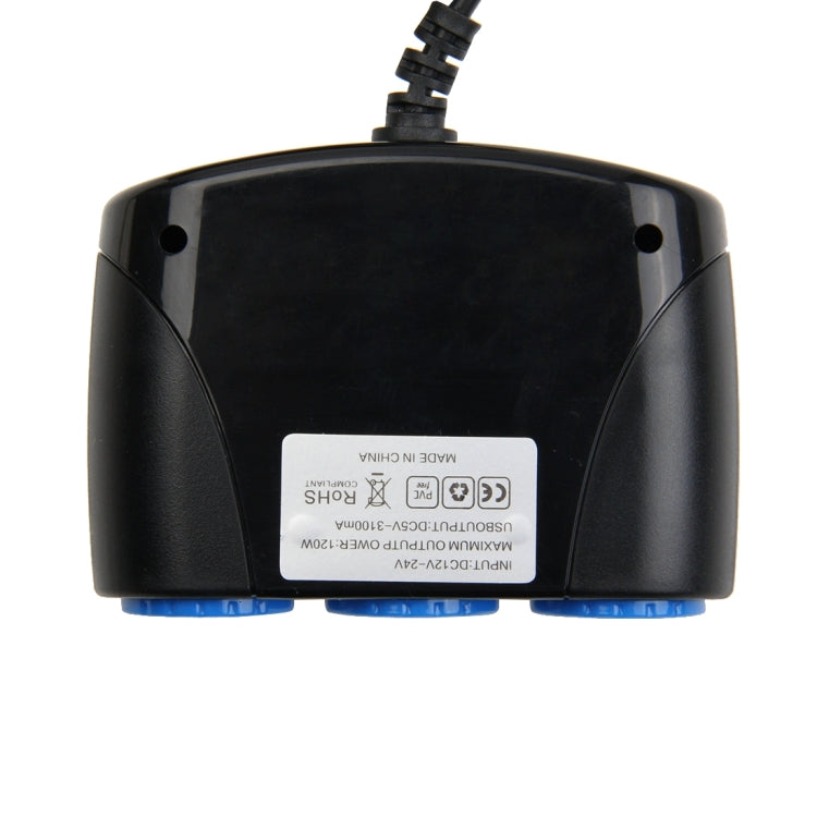 12-24V 3.1A 3 USB Ports & 3 Car Cigarette Lighter Sockets Car Charger, 12-24V 3.1A  With 23 USB