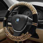 Leopard Grain Steering Wheel Cover, Adaptation Steering Wheel Diameter: 37-38 cm, 37-38cm Beige, 37-38cm Coffee, 37-38cm Magenta, 37-38cm Black