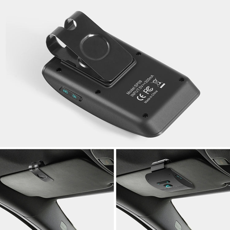 SP09 Multipoint Wireless Bluetooth V4.2 Freisprechanlage für das Auto, unterstützt Sprachausgabe und Vibrationssensor