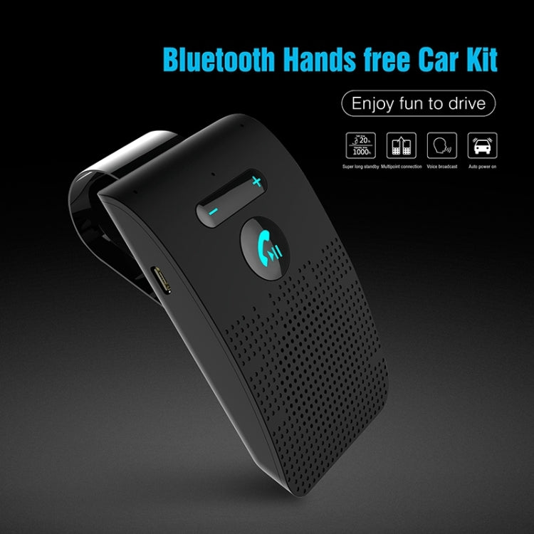 SP09 Multipoint Wireless Bluetooth V4.2 Freisprechanlage für das Auto, unterstützt Sprachausgabe und Vibrationssensor