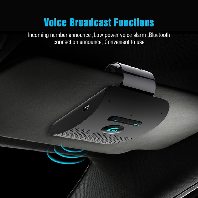 SP09 Multipoint Wireless Bluetooth V4.2 Freisprechanlage für das Auto, unterstützt Sprachausgabe und Vibrationssensor