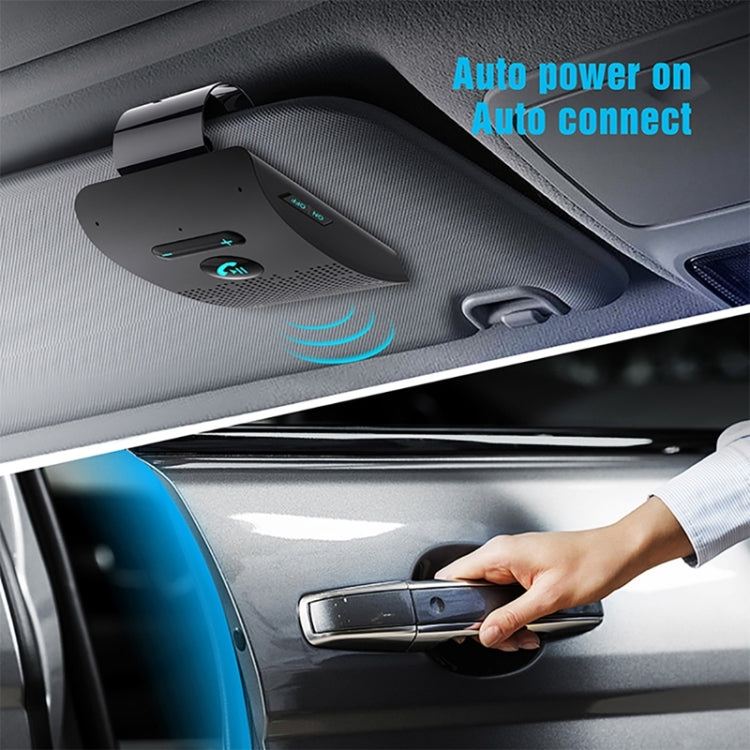 SP09 Multipoint Wireless Bluetooth V4.2 Freisprechanlage für das Auto, unterstützt Sprachausgabe und Vibrationssensor