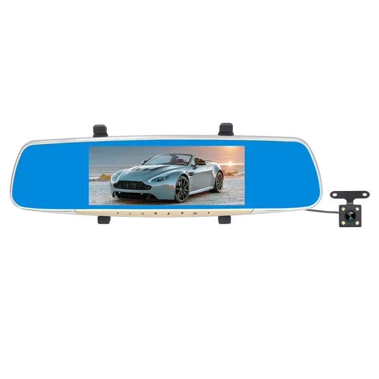 V100 7-Zoll-LCD-Touchscreen-Rückspiegel-Autorecorder mit separater Kamera, 170 Grad Weitwinkel, unterstützt Nachtsicht/Loop-Video/Bewegungserkennung/G-Sensor/TF-Karte, 7 Zoll