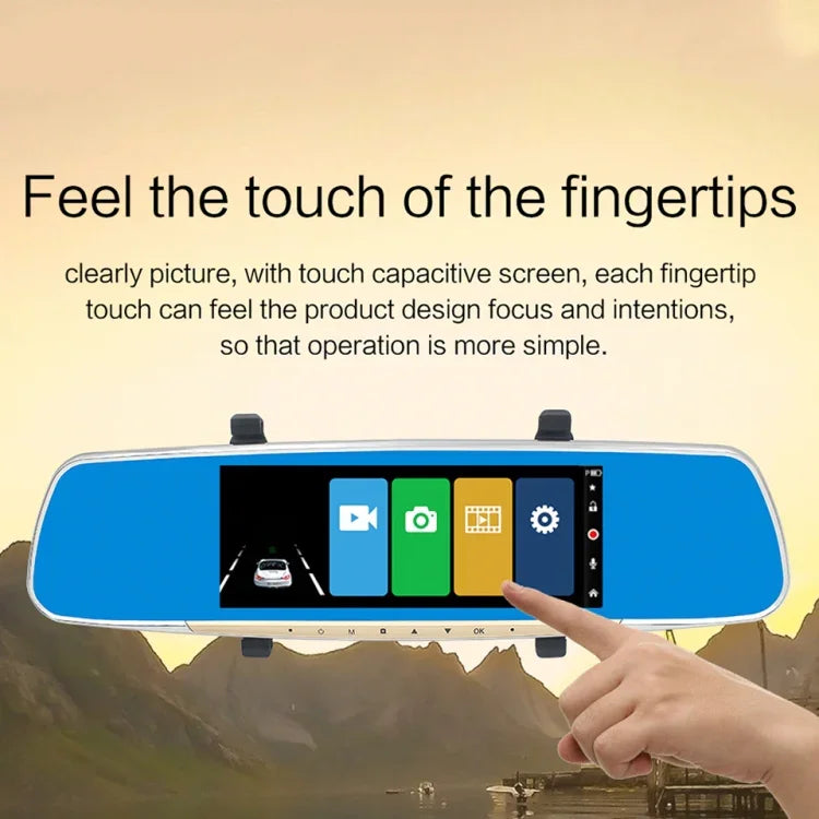 V100 7-Zoll-LCD-Touchscreen-Rückspiegel-Autorecorder mit separater Kamera, 170 Grad Weitwinkel, unterstützt Nachtsicht/Loop-Video/Bewegungserkennung/G-Sensor/TF-Karte, 7 Zoll