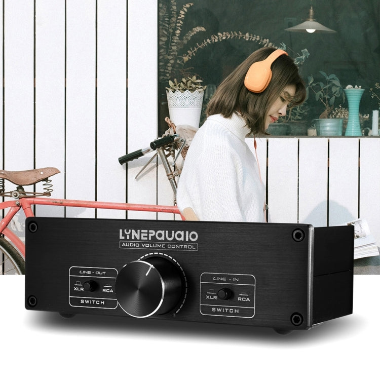 LINEPAUDIO A967 Vollausgeglichener passiver Vorverstärker für aktive Lautsprecher mit Zweikanal-Lautstärkeregler, A967