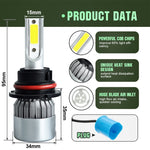 2pcs 9007 18W 1800LM 6000K Waterproof IP68 Car Auto LED Headlight with 2 COB LED Lamps, DC 9-36V, 9007