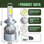 2pcs H7 18W 1800LM 6000K Waterproof IP68 Car Auto LED Headlight with 2 COB LED Lamps, DC 9-36V, H7
