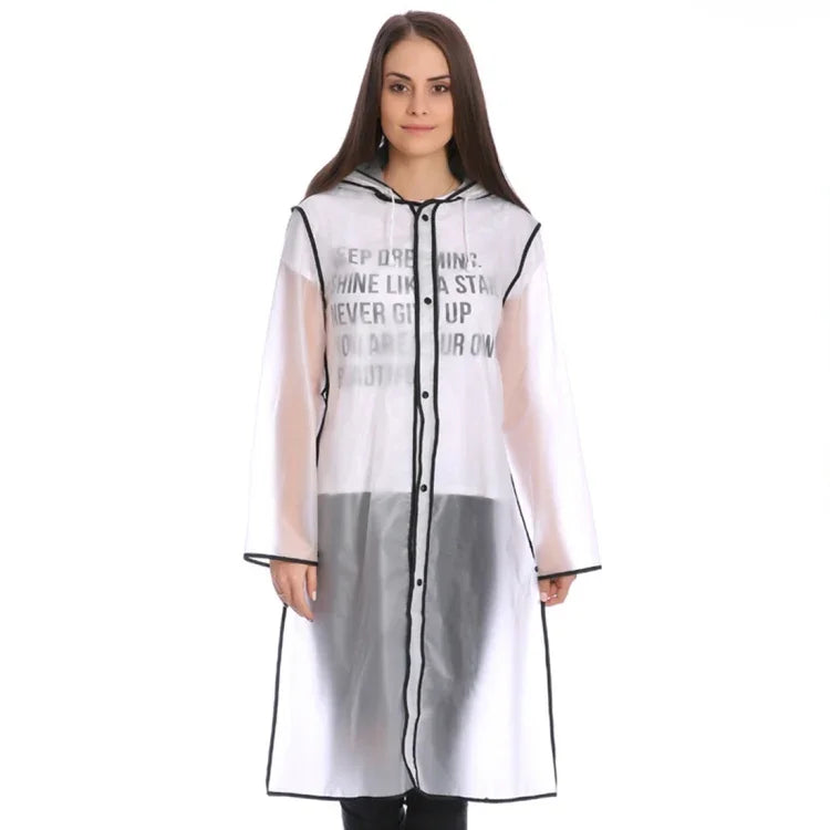 EVA Regenponcho mit Kappensaum, transparentem Hutkrempen-Design, wasserdicht, für draußen, Größe: L, geeignet für 150-170cm Körpergröße, Größe: L