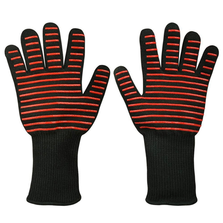 Silikon-Baumwoll-Mikrowellen-Ofenhandschuhe, Hitzebeständigkeit: 500 Grad C, Länge: 32 cm, Deyan, Deyan Rotstreifen
