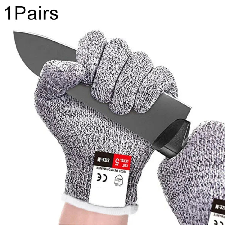 Ein Paar schnittfeste Gartenhandschuhe aus HPPE in Lebensmittelqualität mit 5-stufigem Schnittschutz und Verschleißschutz, Größe: XL, Länge: 26cm, Größe: XL/Schwarz, Größe: XL/Weiß
