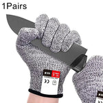 Ein Paar schnittfeste Gartenhandschuhe aus HPPE in Lebensmittelqualität mit 5-stufigem Schnittschutz und Verschleißschutz, Größe: XL, Länge: 26cm, Größe: XL/Schwarz, Größe: XL/Weiß