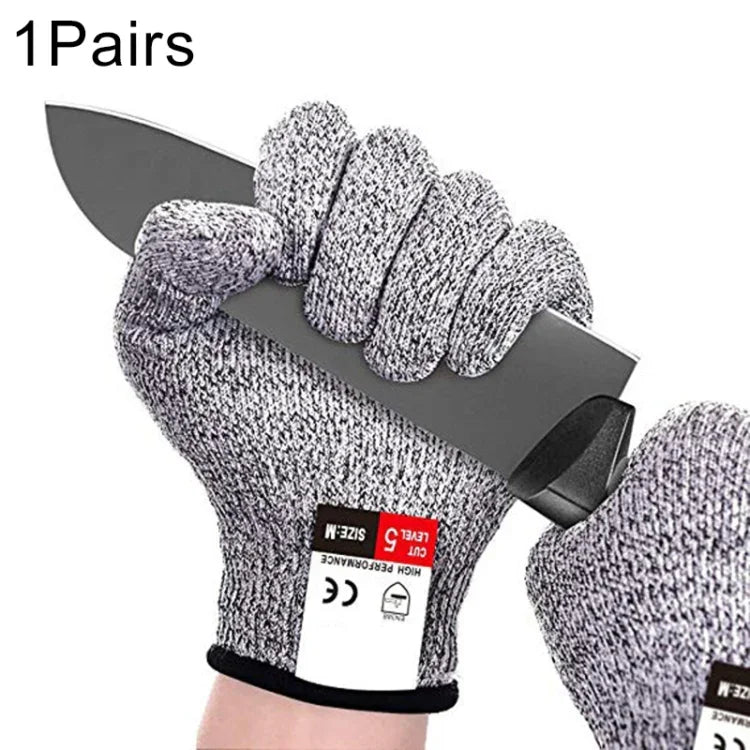 Ein Paar schnittfeste Gartenhandschuhe aus HPPE in Lebensmittelqualität mit 5-stufigem Schnittschutz und Verschleißschutz, Größe: XL, Länge: 26cm, Größe: XL/Schwarz, Größe: XL/Weiß