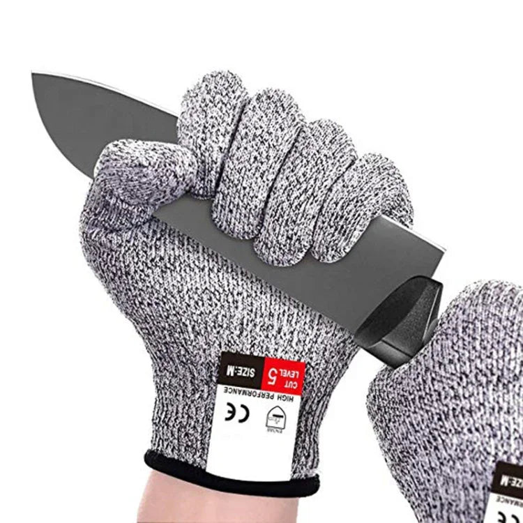 Ein Paar schnittfeste Gartenhandschuhe aus HPPE in Lebensmittelqualität mit 5-stufigem Schnittschutz und Verschleißschutz, Größe: XL, Länge: 26cm, Größe: XL/Schwarz, Größe: XL/Weiß
