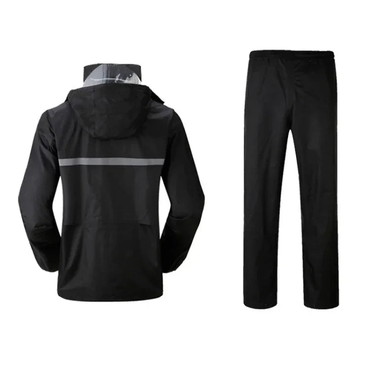 Durable Reflective Motorcycle Split Raincoat Pants Riding Bicycle Electric Bike Windproof Waterproof Rain Wear for Adult, Size: L(Black), Size: L