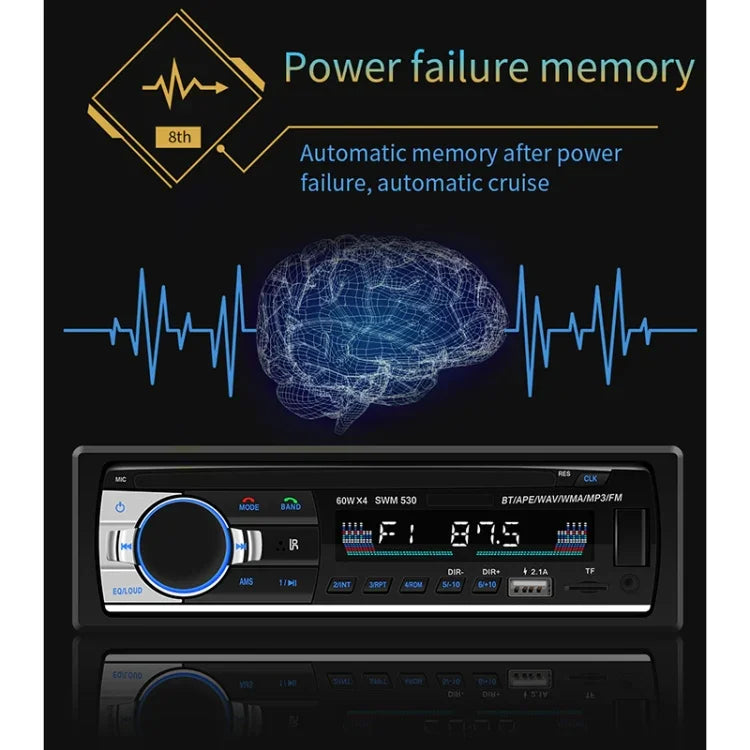 SWM-530 12V Universal Auto Doppel-USB-Ladegerät Radio Receiver MP3-Player, unterstützt FM & Bluetooth mit Fernbedienung, SWM-530