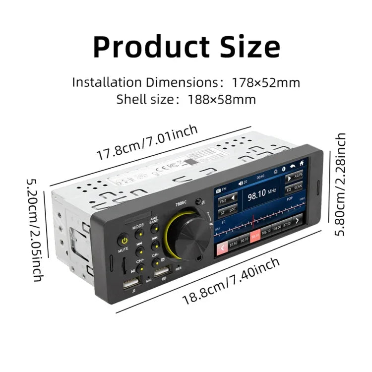 SWM-7805C 4,1 Zoll Touchscreen Universal Autoradio Empfänger MP5 Player, unterstützt FM & Bluetooth & TF-Karte mit Fernbedienung, SWM-7805C