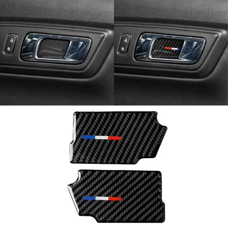 2 PCS Car USA Color Carbon Fiber Door Inner Handle Wrist Panel Decorative Sticker for Ford Mustang 2015-2017, Door Inner Handle Wrist