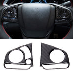 2 in 1 Carbon Fiber Steering Wheel Button Trim Interior DIY Sticker for Honda Civic 10th Gen 2016-2019(Deluxe), Wheel Button Trim